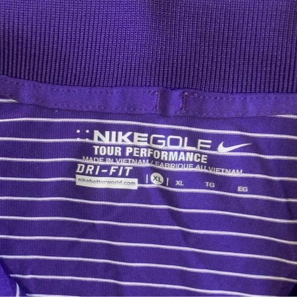 Used Nike Golf Mickey Mouse Purple And White Striped Polo Shirt Size XL - Picture 2 of 3